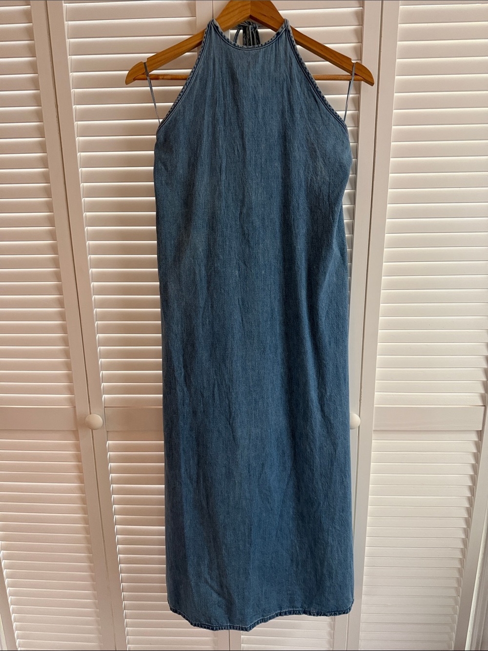 Zara Denim Halter Maxi Dress in Blue